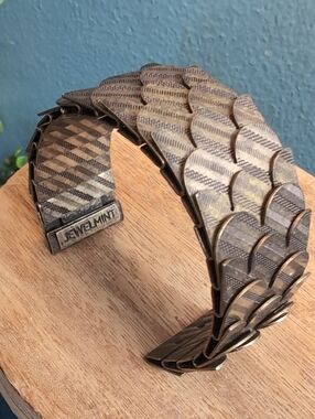 Jewel Mint Rare Swan Carbon Fiber Scaled Cuff Bracelet